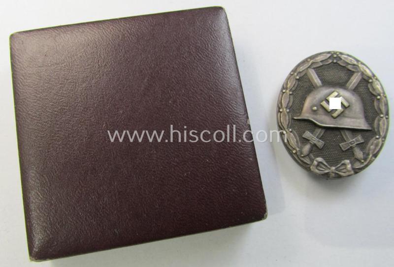 Superb, 'Verwundeten-Abzeichen in Silber' being a maker- (ie. '30'-) marked- and typical 'Buntmetall'-based example that comes stored in its maker- (ie. 'Hauptmünzamt Wien'-) marked- & period-etui as recently found