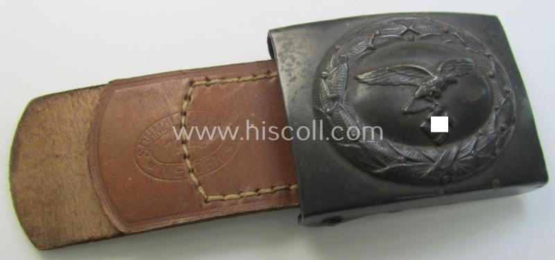 Attractive, WH (Luftwaffe) 'variant'-pattern, bluish-grey-coloured- and/or steel-based belt-buckle (being a clearly maker-marked- and/or: '1940'-dated example that comes in a wonderful and/or hardly used- nor worn, condition)