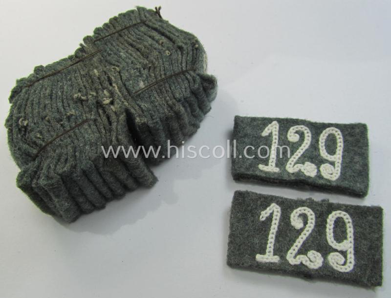 Fully matching pair of WH (Heeres) 'Infanterie'-related, so-called: regimental shoulderstrap-'slip-ons' (ie. 'Schulterstück-Übershuben') as was intended for usage by a: 'Soldat des Infanterie-Regiments 129'