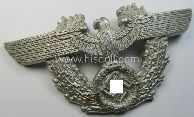 'Polizei' ie. 'Gendarmerie' (police), silver-coloured- and/or alumimium-based, enlisted-mens'- (ie. NCO- or even officers'-) type pouch-eagle (or: 'Adler für Kartuschkasten') being a very detailed and or maker- (ie. 'A'-) marked example