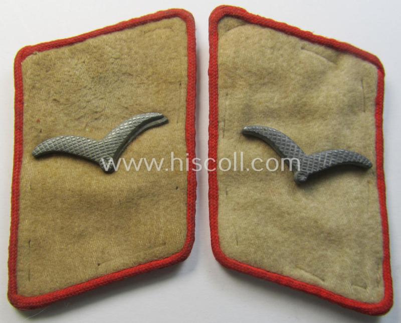 Attractive - and fully matching! - pair of WH (Luftwaffe) bright-red-piped, EM- (ie. NCO-) type collar-patches (ie. 'Kragenspiegel') as was intended for usage by a member within one of the various units within the: 'Hermann Göring-Division'