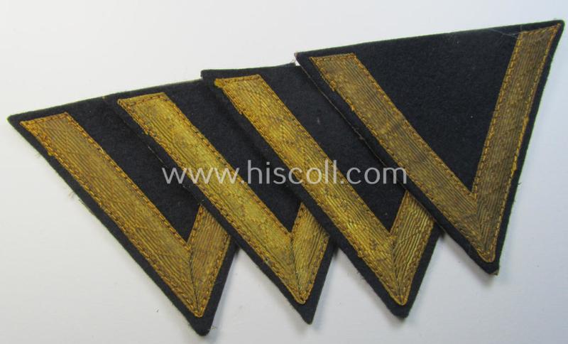 Attractive example of a WH (Kriegsmarine) blue-coloured rank-chevron (ie. 'Gefreitenwinkel') as was intended for a: 'Gefreiter' (as was specifically intended for usage on the various darker-blue-coloured TR-period naval-tunics)