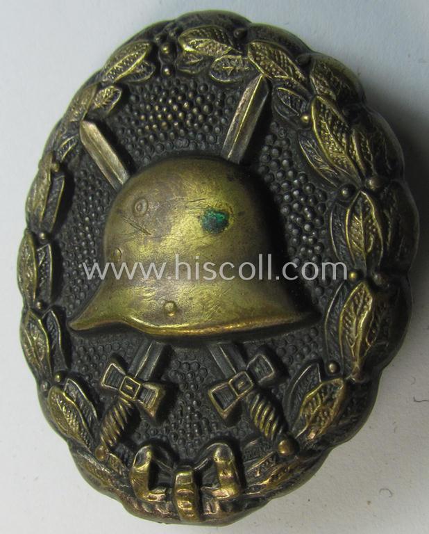 WWI-pattern, 'Buntmetall'-based, black-class wound-badge (ie.: 'Verwundeten Abzeichen in Schwarz') being a detailed (and non-magnetic) example that comes in a clearly used- ie. most certainly worn, condition