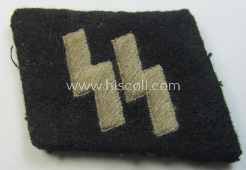 Stunning - and just moderately used! - Waffen-SS - so-called: 'RzM'-styled, enlisted-mens'- (ie. NCO-) type so-called: 'runes'-collar-tab as was intended for usage by the soldiers (ie. NCOs) of the Waffen-SS throughout the war