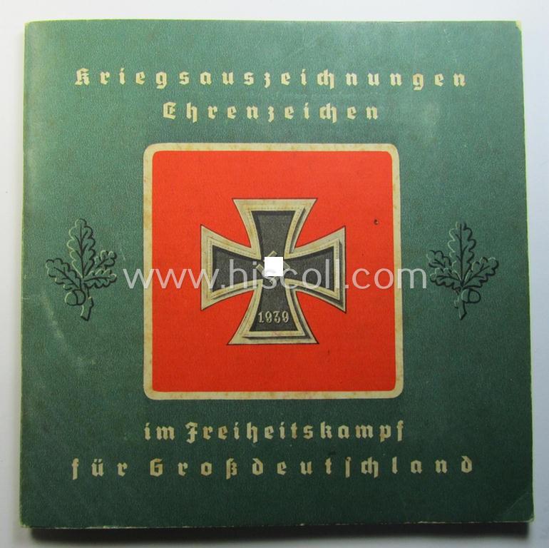 Attractive - and very collectable! - smaller-sized, period card-album entitled: 'Kriegsauszeichnungen u. Ehrenzeichen im Freiheitskampf für Großdeutschland' being a nicely preserved (and fully complete!) specimen as was published in 1942