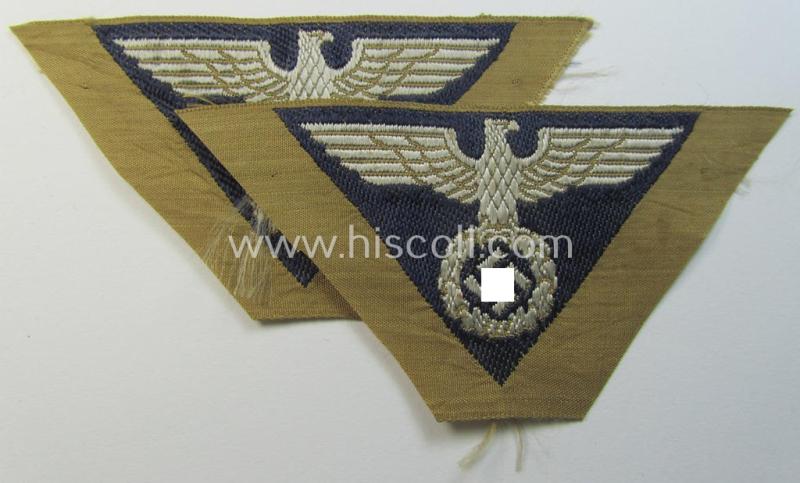 Attractive, SA-related cap-eagle as was intended for the: 'Lagermütze' (ie. side-cap) being an example as woven on a darker-blue-coloured background and as such intended for members within the: 'SA-Gruppe Hansa o. Hessen'