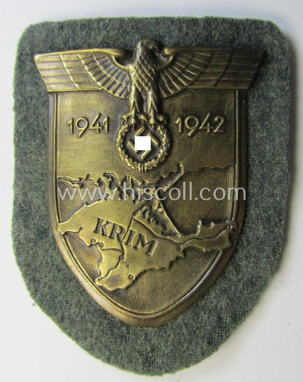 Attractive, WH (Heeres ie. Waffen-SS) 'Krim'-campaign-shield (as was produced by a by me unidentified maker) and that comes in a presumably issued - albeit still  'virtually mint', condition