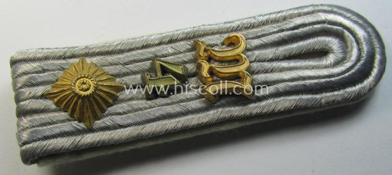 Attractive - albeit single and minimally used - WH (Heeres) officers'-pattern (and neatly 'cyphered'!) shoulderboard (ie. 'Schulterstück') as was intended for usage by an: 'Oberleutnant des Machinengewehr-Abts. 4'