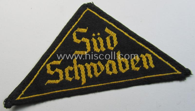 'HJ' ('Hitlerjugend') district-triangle (ie. 'Gebietsdreieck') entitled: 'Süd Schwaben' (being a clearly used- ie worn example that regrettably misses its 'RzM'-etiket)