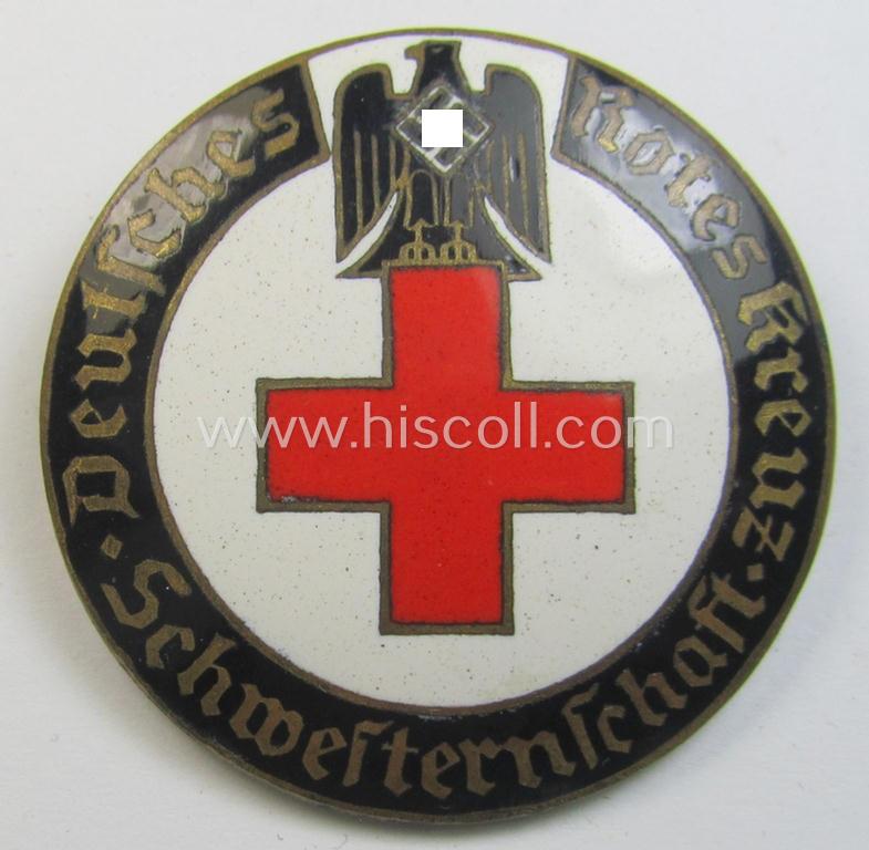 Superb, DRK (ie. 'Deutsches Rotes Kreuz') so-called: nurses'-badge entitled: 'Schwesternschaft' being a desirable, larger-sized version showing an engraved bearers'-number: ('563') and towns-name: ('Dresden')