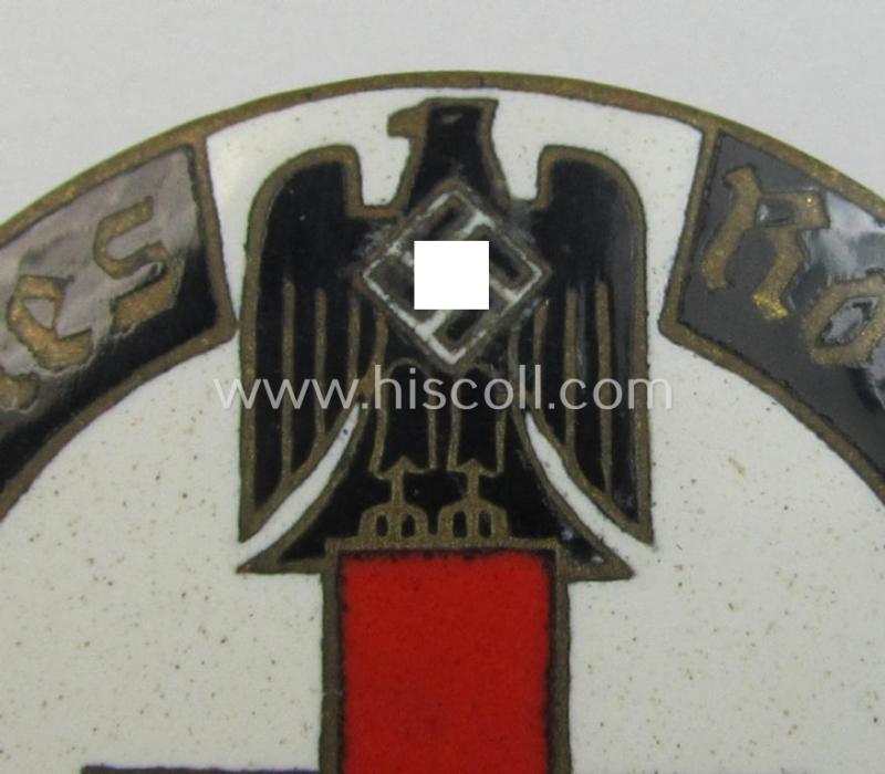 Superb, DRK (ie. 'Deutsches Rotes Kreuz') so-called: nurses'-badge entitled: 'Schwesternschaft' being a desirable, larger-sized version showing an engraved bearers'-number: ('563') and towns-name: ('Dresden')
