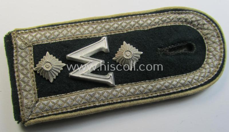 Superb - albeit regrettably single! - WH (Heeres) neatly 'cyphered', NCO-type (ie. 'M36'- ie. 'M40'- and/or rounded-styled pattern) shoulderstrap having the white-coloured branchcolour as intended for an: 'Oberfeldwebel des Wachbatallions Wien'