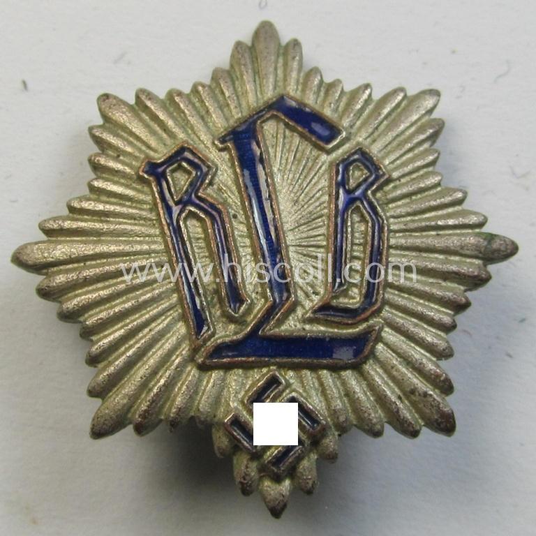Neat, semi-enamelled RLB- (ie. 'Reichluftschützbund') 'Zivilabzeichen' or: civil-attire badge (of the first pattern) bearing a patent-pending- (ie. 'Ges.Gesch.'-) designation on its back