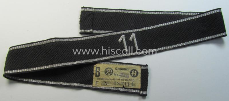 Attractive, Allgemeine-SS officers'-pattern cuff-title (ie. 'Ärmelstreifen für Führer') being a typical hand-embroidered example as was intended for a member serving within the: 'SS-Standarte 11' named: 
