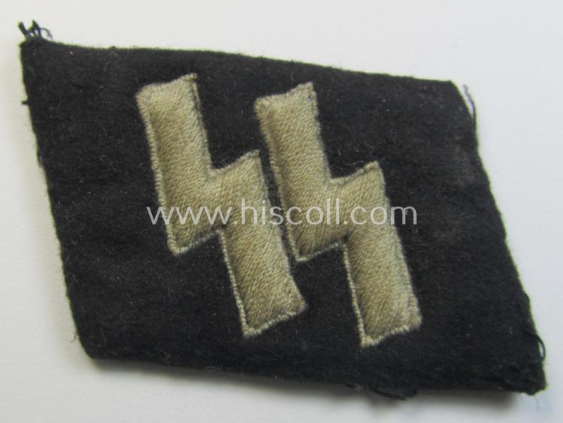 Attractive - and clearly used! - Waffen-SS - so-called: 'RzM'-styled, enlisted-mens'- (ie. NCO-) type so-called: 'runes'-collar-tab as was intended for usage by the soldiers (ie. NCOs) of the Waffen-SS throughout the war