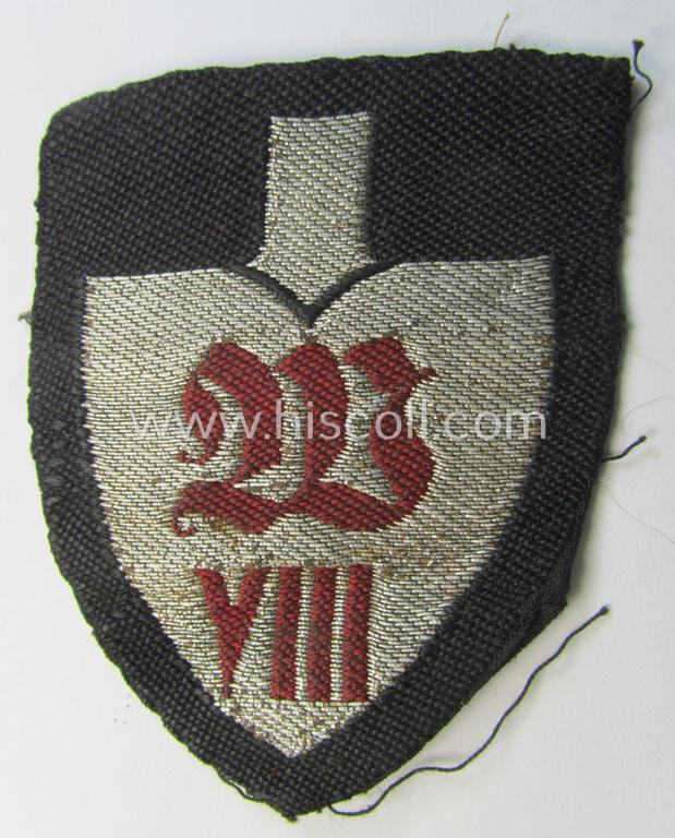 Attractive - and with certainty rarely encountered! - officers'-pattern, so-called: RAD (ie. 'Reichsarbeitsdienst') sleeve-badge (or: 'Dienststellenabzeichen') bearing the (to date unidentified!) specialist-designation: 'W VIII'