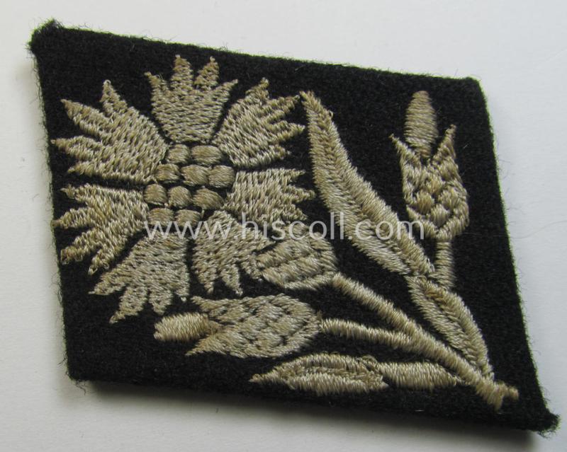 Attractive, Waffen-SS - so-called: 'RzM-styled' - enlisted-mens'- (ie. NCO-) type collar-tab as was intended for usage by soldiers ie. NCOs of the: '22. SS-Freiwilligen-Kavallerie-Division' (ie. sometimes referred to as: 