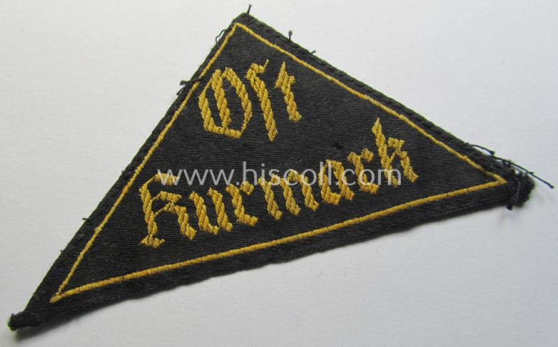 Superb - and actually extremely rarely encountered! - 'HJ' ('Hitlerjugend') district-triangle (ie. 'Gebietsdreieck') entitled: 'Ost Kurmark'