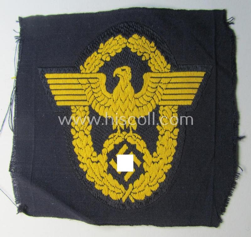 Attractive, golden-yellow-toned- (and/or neatly 'BeVo'-woven!) arm-eagle (ie. 'Wasserschützpolizei-Ärmeladler') as was intended for usage on the various, darker-blue-coloured: 'Wasserschützpolizei'-tunics