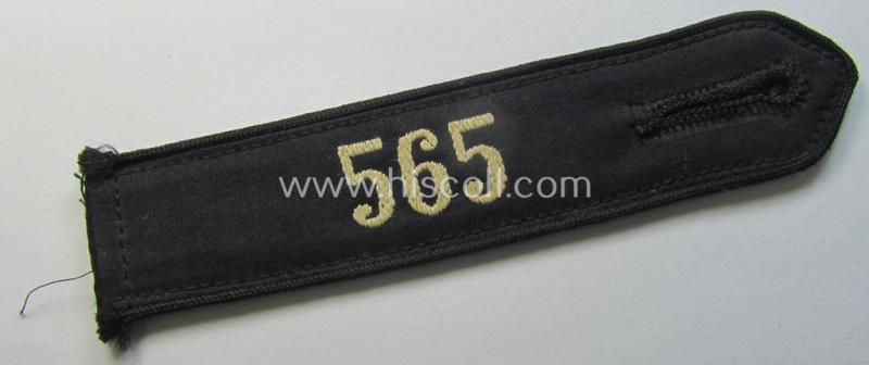 Neat - and naturally single! - black-piped, so-called: 'DJ- o. Deutsches Jungvolk' shoulderstrap as was intended for usage by a: 'DJ-Mitglied' who served within the: 'Bann 565' (565 = 'Spittal')