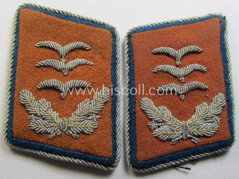 Attractive - and fully matching! - pair of WH (Luftwaffe) officers'-type collar-tabs as was specifically intended for usage by a: 'Hauptmann der Reserve u. Mitglied der LW-Nachrichten-Truppen'