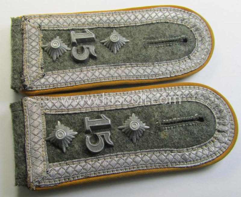 Superb - and fully matching! - pair of WH (Heeres) early-war-period- (ie. 'M41'- ie. 'M43'-pattern) neatly 'cyphered', NCO-type shoulderstraps as was intended for usage by an: 'Oberfeldwebel des Kavallerie- o. Reiter-Regiments 15'
