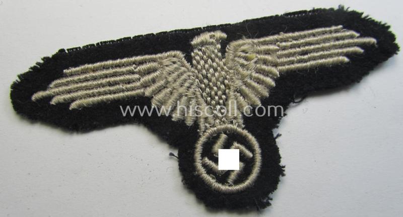 Superb - and clearly worn! - example of a mid- (ie. later-war-) pattern, 'SS' (ie. 'Waffen-SS') so-called: 'RzM-style' enlisted-mens'-/ie. NCO-pattern arm-eagle as was intended for usage by the various Waffen-SS troops throughout the war