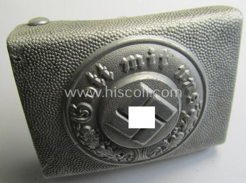 Neat, police (ie. 'Polizei') 'standard'-pattern, aluminium-based belt-buckle (ie. 'Koppelschloss für Mannschaften u. Uffz. der Polizei') being a neatly maker- (ie. 'R.S.&S.'-) marked example that comes in a nice and fully untouched, condition