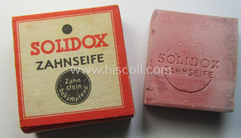 Unusual equipment-item: German WWII-era toothpaste (ie. 'Zahnseife') of the make 'Solidox' that comes in a 'mint- ie. unissued', condition