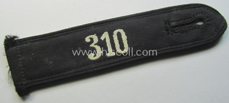 Attractive - and naturally single! - black-piped, so-called: 'DJ- o. Deutsches Jungvolk' shoulderstrap as was intended for usage by a: 'DJ-Mitglied' who served within the: 'Bann 310' (310 = 'Donau')