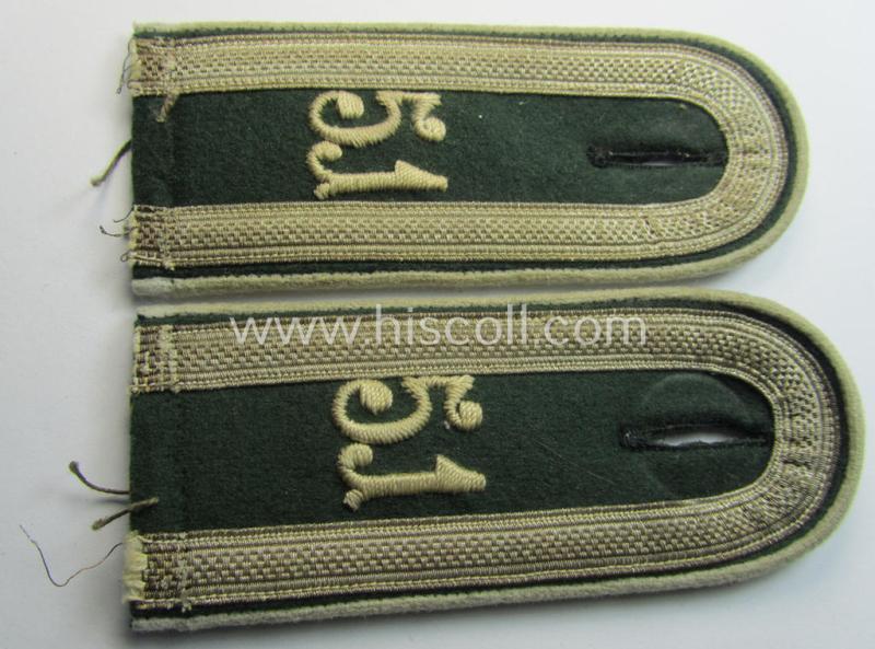 Attractive - and fully matching! - pair of WH (Heeres) early-war-period- (ie. 'M36'- ie. 'M40'-pattern and/or rounded-styled) neatly 'cyphered' NCO-type shoulderstraps as was intended for an: 'Unteroffizier des Infanterie-Regiments 51'