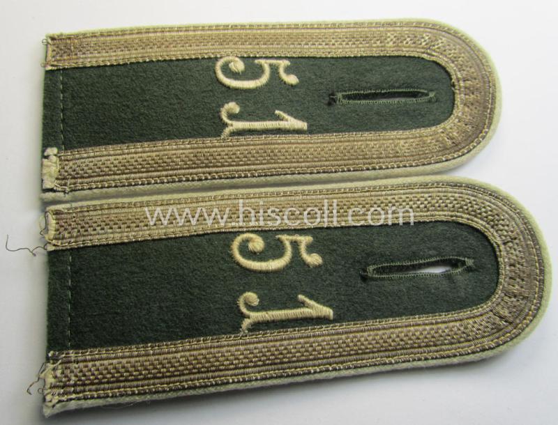 Attractive - and fully matching! - pair of WH (Heeres) early-war-period- (ie. 'M36'- ie. 'M40'-pattern and/or rounded-styled) neatly 'cyphered' NCO-type shoulderstraps as was intended for an: 'Unteroffizier des Infanterie-Regiments 51'