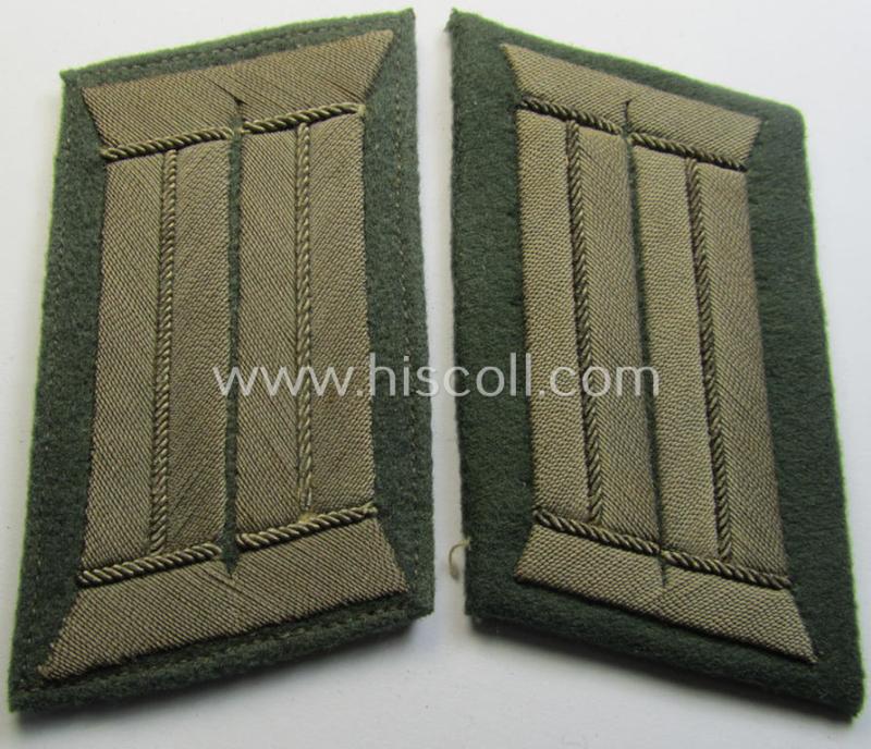 Neat - and fully matching! - pair of WH (Heeres) early- (ie. post-'Reichswehr'-) period officers'-type collar-tabs (ie.: 'Einheitskragenspiegel für Offiziere') as was (I deem) intended for usage by an officer serving within the: 'Inf.-Truppen'