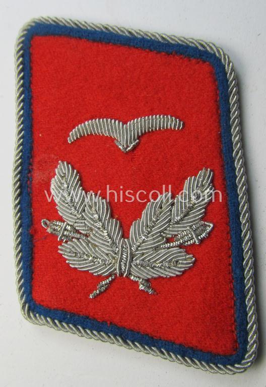 Attractive - albeit regrettably single! - WH (Luftwaffe) 'dual-piped', officers'-type collar-tab (ie. Kragenspiegel) as was intended for usage by a: 'Leutnant der Reserve eines Flak-Artillerie-Abteilungs o. Regiments'