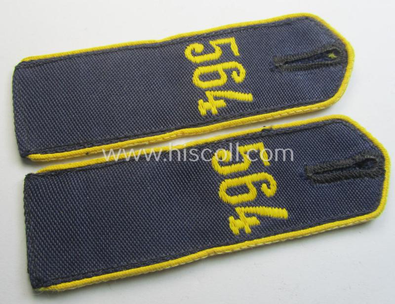 Attractive - and/or fully matching! - pair of: 'Marine-HJ' (ie. naval 'Hitlerjugend'-) shoulderstraps as was intended for usage by a: 'Hitlerjunge' who was attached to the: 'Bann 564' (Bann 564 = 'Bann Villach' / 'Gebiet Südost-Kärnten')