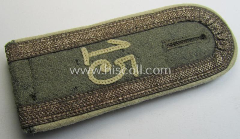 Neat - albeit single! - pre- (ie. early-war-) period- (ie. 'M36/M40'-pattern) 'cyphered' and rounded-styled WH (Heeres) NCO-type shoulderstrap as was intended for an: 'Unteroffizier u. Mitglied des Infanterie-Regiments 15'