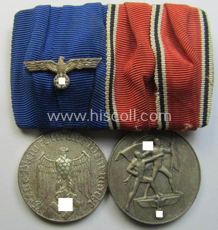 Attractive example of a two-pieced - and neatly detachable! - WH (Heeres o. KM) medal-bar (ie.: 'Doppelspange') resp. showing a: 'WH-DA 4. Stufe' and an Austrian 'Anschluss'-medal