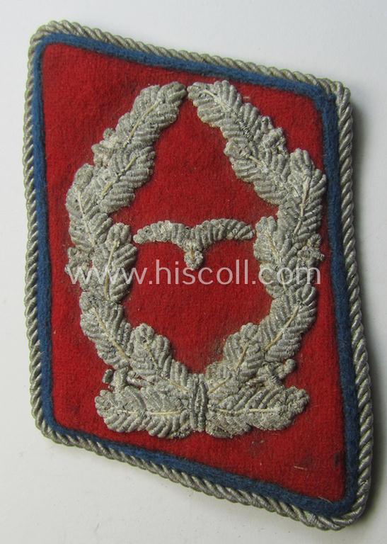 Attractive - albeit regrettably single! - WH (Luftwaffe) 'dual-piped', officers'-type collar-tab (ie. 'Kragenspiegel') as was intended for usage by a: 'Major der Reserve eines Flak-Artillerie-Abteilungs o. Regiments'