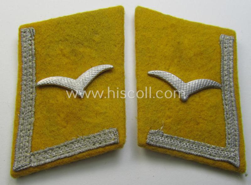 Attractive - and truly used! - pair of WH (Luftwaffe) enlisted-mens'- (ie. NCO-type-) collar-patches as intended for a: 'Soldat der Flieger o. Fallschirmjäger-Truppen' (being of the specific model as intended for the great-coat ie. 'Mantel')
