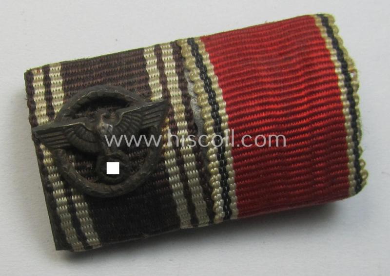 Attractive, two-pieced WH (ie. N.S.D.A.P.-related) ribbon-bar (ie. 'Band- o. Feldspange') resp. showing the ribbons for an: 'N.S.D.A.P. DA in Bronze' (ie. '3. Stufe für 10 Jahre t. Dienste') and an Austrian 'Anschluss'-medal