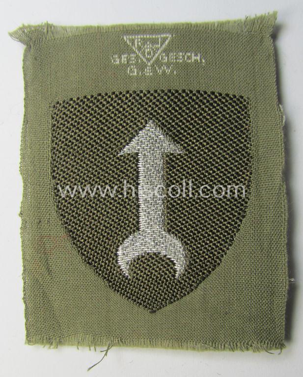 Superb - and very rarely found! - officers'-pattern, RAD (ie. 'Reichsarbeitsdienst') trade- and/or special-career-insignia showing an upward-positioned arrow- ie. tool-sign as executed in 'flatwire'-woven thread (ie. denoting 'Planung'-staff)