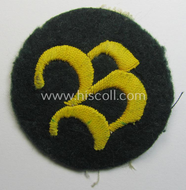 Attractive - and truly rarely encountered! - WH (Heeres) hand-embroidered, trade- and/or special-career insignia (ie. 'Tätigkeitsabzeichen') as executed on a darker-green-coloured background as was intended for a: 'Brieftaubenmeister'