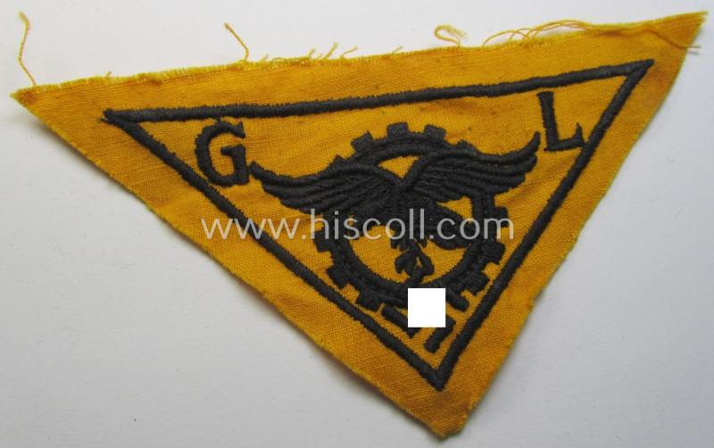 WH (Luftwaffe)-related, EM- (ie. NCO-pattern-) machine-embroidered breast-badge ie. eagle-device as was specifically intended for staff working within the WH 'Generalluftzeugmeister'- (ie. 'GL'-) organisation