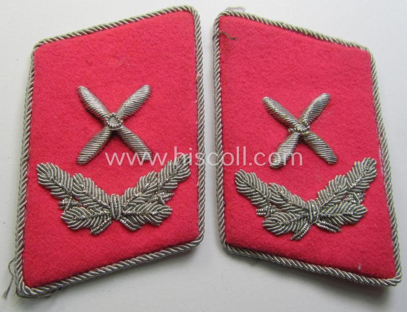 Attractive - fully matching and actually scarcely encountered! - pair of WH (Luftwaffe) collar-tabs (ie. 'Kragenspiegel') as was intended for usage by a: 'Flieger-Hauptingenieur' (being a rank similar to: 'Hauptmann')