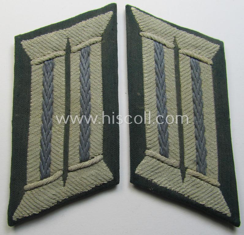 Superb, WH (Heeres) pair of (later-war-pattern) officers'-type collar-tabs (ie. 'Kragenspiegel für Offiziere') as executed in 'BeVo'-weave pattern as was intended for an officer serving within the: 'Nachschub-Truppen'