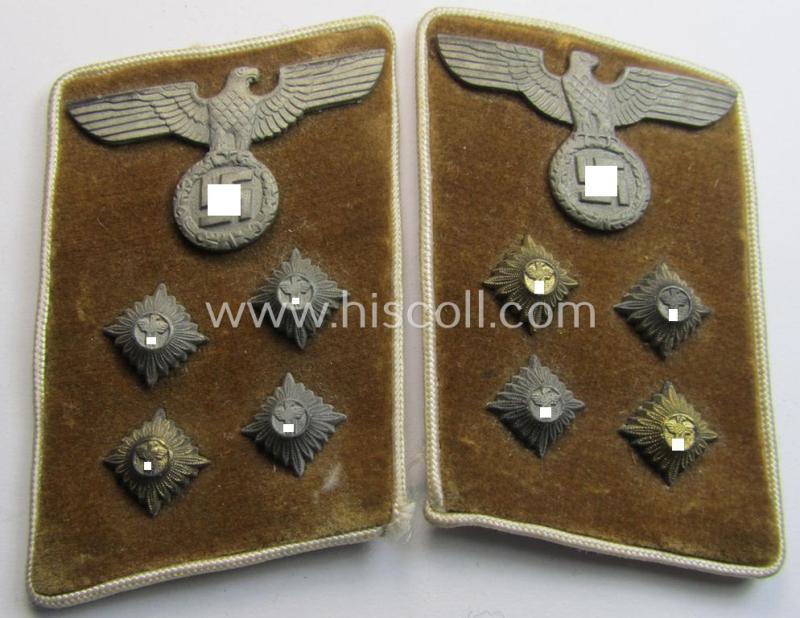 Fully matching pair of N.S.D.A.P.-type collar-patches (ie. 'Kragenspiegel für pol. Leiter') being a pair as was intended for an: 'N.S.D.A.P.-Gemeinschatsleiter' at 'Kreis'-level that still retains its period-attached 'RzM'-etiket