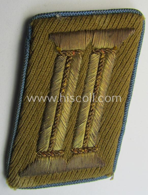 Attractive - albeit single! - N.S.D.A.P.-type collar-patch (ie. 'Kragenspiegel für pol. Leiter') being a piece as intended for usage by an: 'N.S.D.A.P.-Ortsgruppenleiter' at 'Orts'-level and that comes in a moderately used ie. worn, condition
