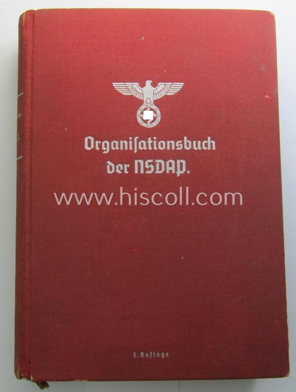 Superb, TR-period reference-work entitled: 'Organisationsbuch der N.S.D.A.P.' being an example of the 5th edition that was published in the year: '1938' and that comes in an overall very nice- (albeit moderately used- ie. read-), condition