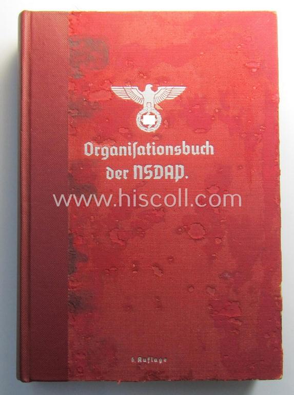 Superb, TR-period reference-work entitled: 'Organisationsbuch der N.S.D.A.P.' being an example of the 6th edition that was published in the year: '1940' and that comes in an overall very nice- (albeit moderately used- ie. read-), condition