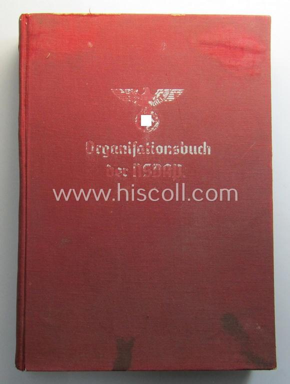 Superb, TR-period reference-work entitled: 'Organisationsbuch der N.S.D.A.P.' being an example of the 2nd edition that was published in the year: '1936' and that comes in an overall very nice- (albeit moderately used- ie. read-), condition